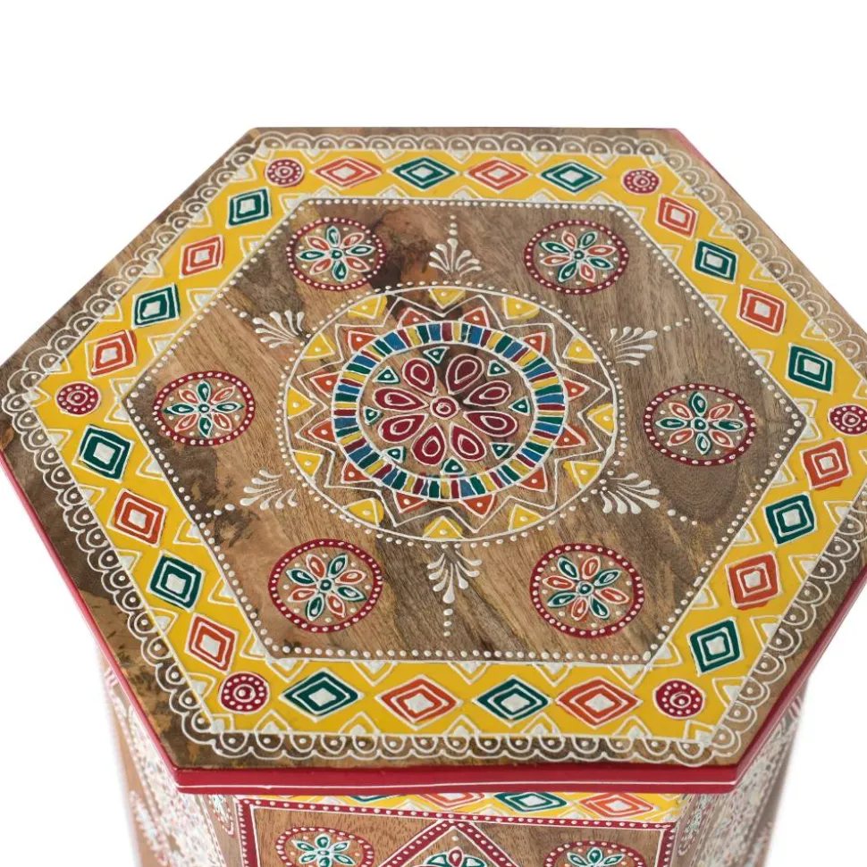 Beistelltisch mit farbenfrohen Mandalas und Mustern - Jambi