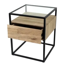 Beistelltisch mit Glasplatte und Stauraum - Vientor