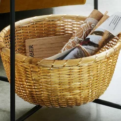 Beistelltisch mit Korbablage aus Metall in Gold - Harmone