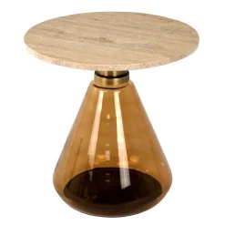 Beistelltisch mit Marmorplatte Hellbraun - Barbarino