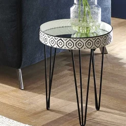 Beistelltisch mit Platte aus Spiegelglas - Elba