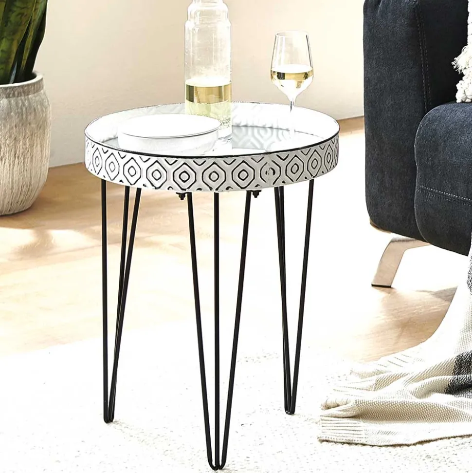 Beistelltisch mit Platte aus Spiegelglas - Elba