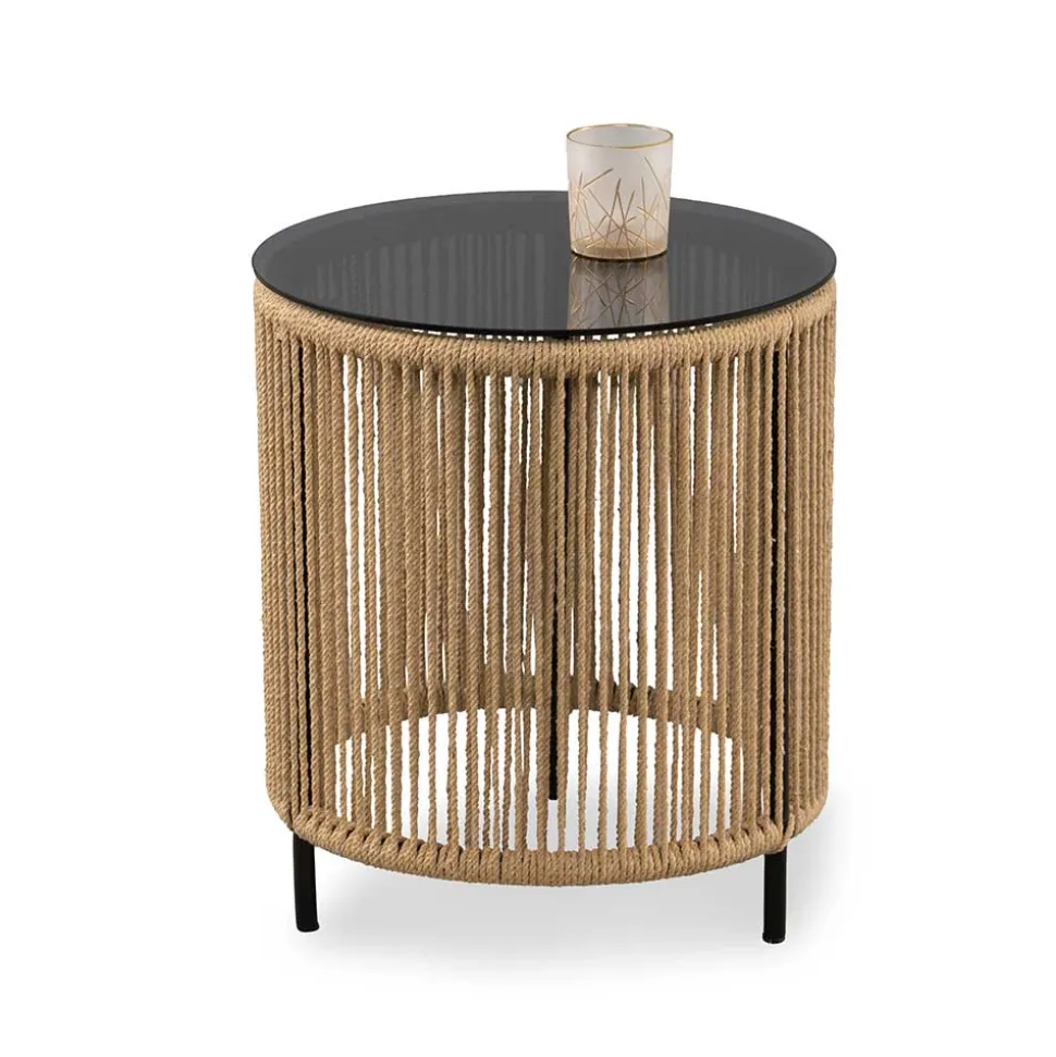 Beistelltisch mit Rauchglas Platte - Pharina