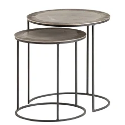 Beistelltische in Nickel Antik - Robot (zweiteilig)