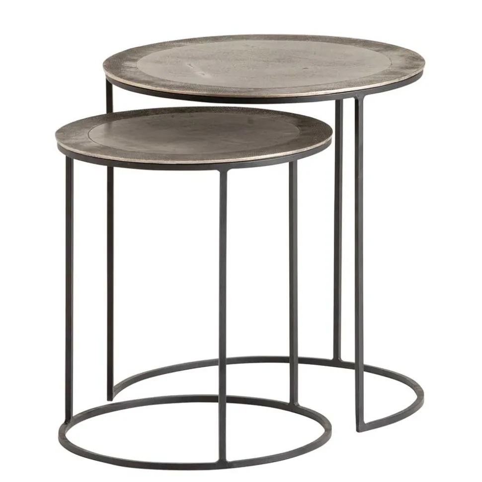 Beistelltische in Nickel Antik - Robot (zweiteilig)