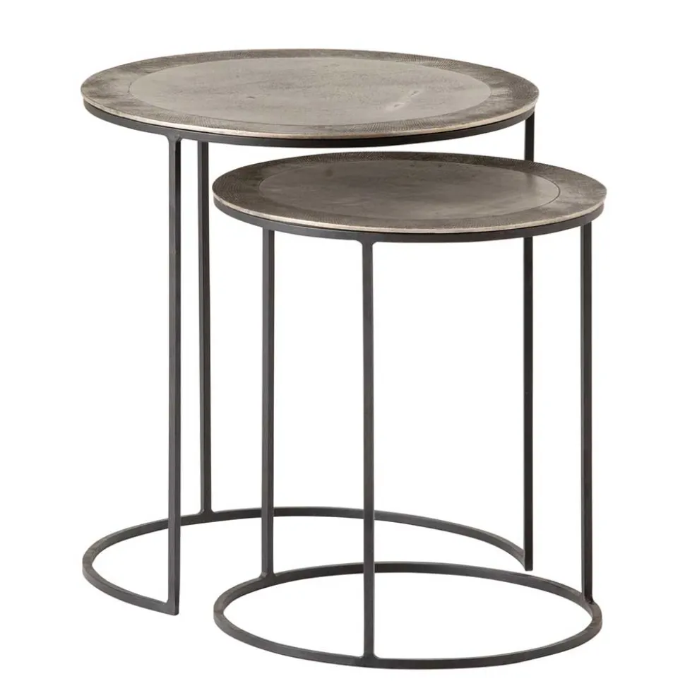 Beistelltische in Nickel Antik - Robot (zweiteilig)