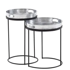 Beistelltische mit Tabletts in Silber - Makimona (zweiteilig)