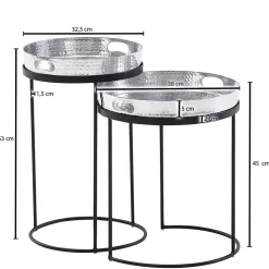 Beistelltische mit Tabletts in Silber - Makimona (zweiteilig)