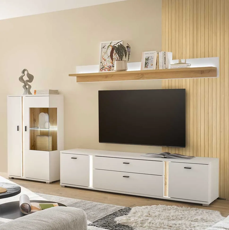 Beleuchtete TV Anbauwand Möbelset - Racelyn (dreiteilig)