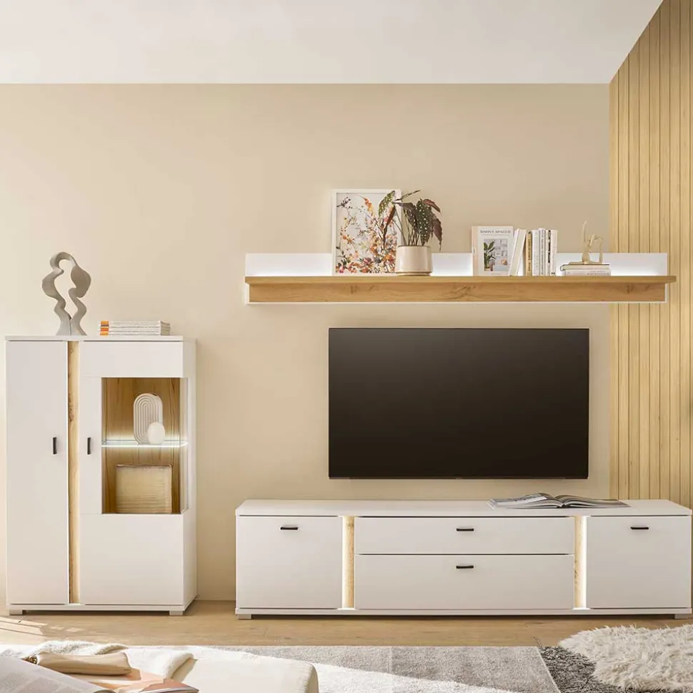 Beleuchtete TV Anbauwand Möbelset - Racelyn (dreiteilig)