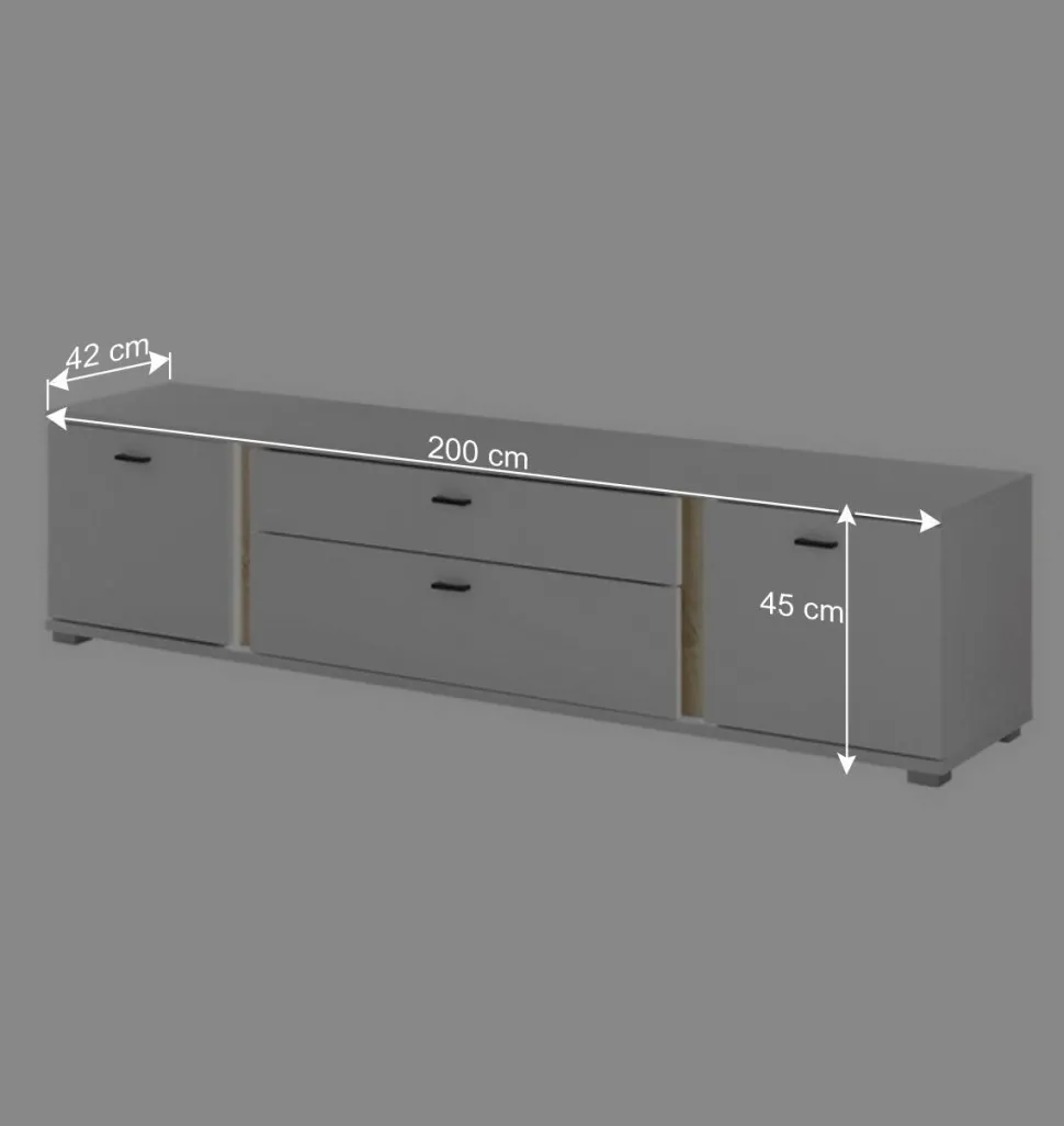 Beleuchtete TV Anbauwand Möbelset - Racelyn (dreiteilig)