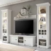 Beleuchtete Wohnwand Chelles im weißem Landhausstil (vierteilig)