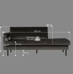 Bequemes Daybed mit Samt Nustra in Gelb