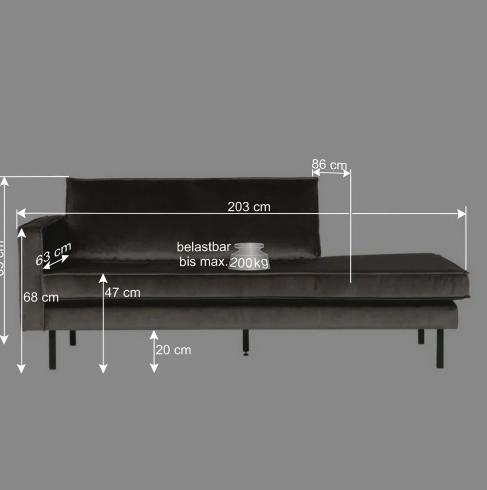 Bequemes Daybed mit Samt Nustra in Gelb