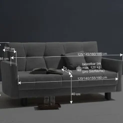 Bequemes Flachgewebe Faltsofa in Grau - Yirma