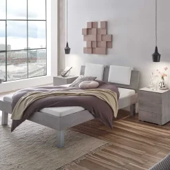 Betonoptik Bett & Nachtkommoden - Greyna (dreiteilig)