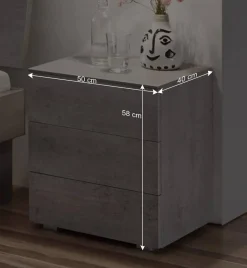 Betonoptik Bett & Nachtkommoden - Greyna (dreiteilig)