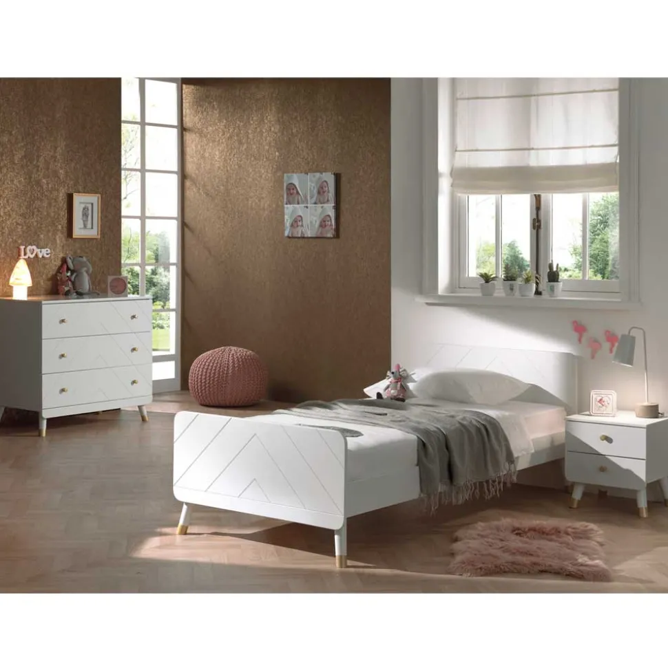 Bett & Nachtkonsole & Kommode - Zimventa I (dreiteilig)