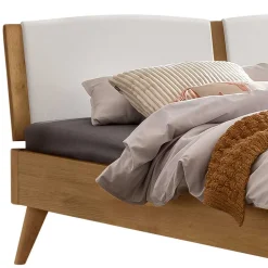 Bett aus Wildeiche mit Kunstleder - Cubus