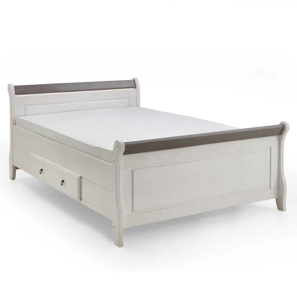 Bett Caneon in Weiß Grau