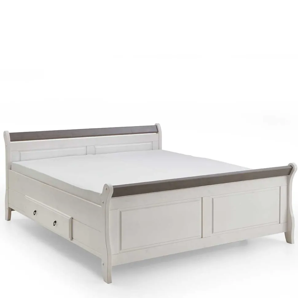 Bett Caneon in Weiß Grau