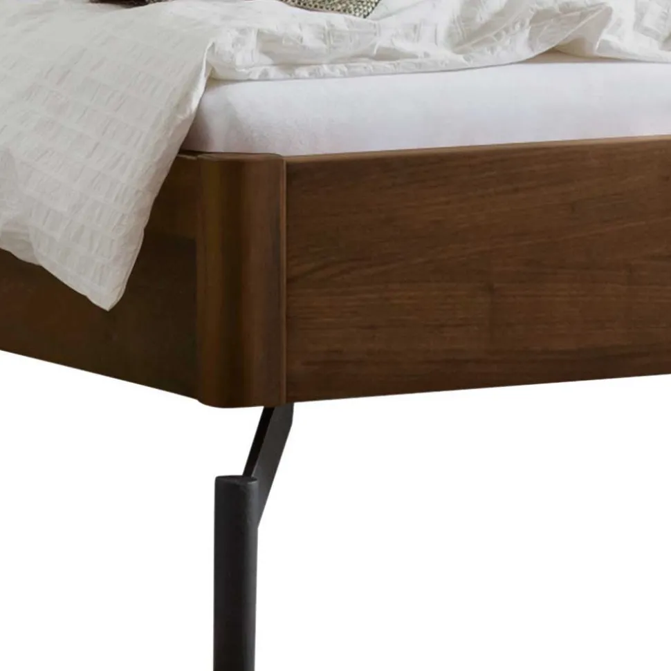 Bett in Nussbaum Braun & Anthrazit - Ayero (dreiteilig)