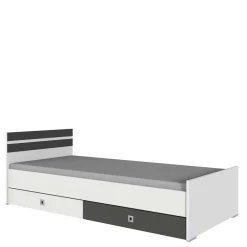 Bett in Weiß mit Dunkelgrau - Tamba