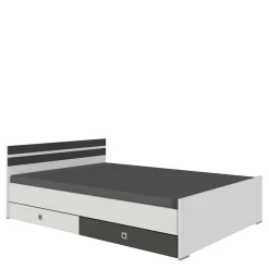 Bett in Weiß mit Dunkelgrau - Tamba