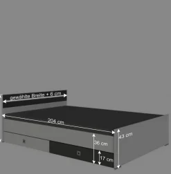 Bett in Weiß mit Dunkelgrau - Tamba