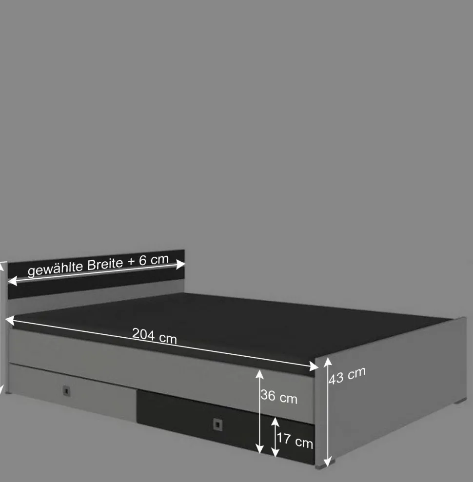 Bett in Weiß mit Dunkelgrau - Tamba