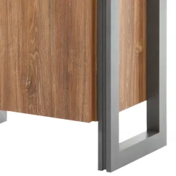 Bett Kommode im Eiche dunkel Dekor und Schwarz - Rompira