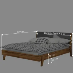 Bett mit 210cm Länge aus Wildeiche - Hardus