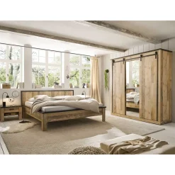 Bett mit Nachtkonsolen & Schrank - Naiavio (vierteilig)