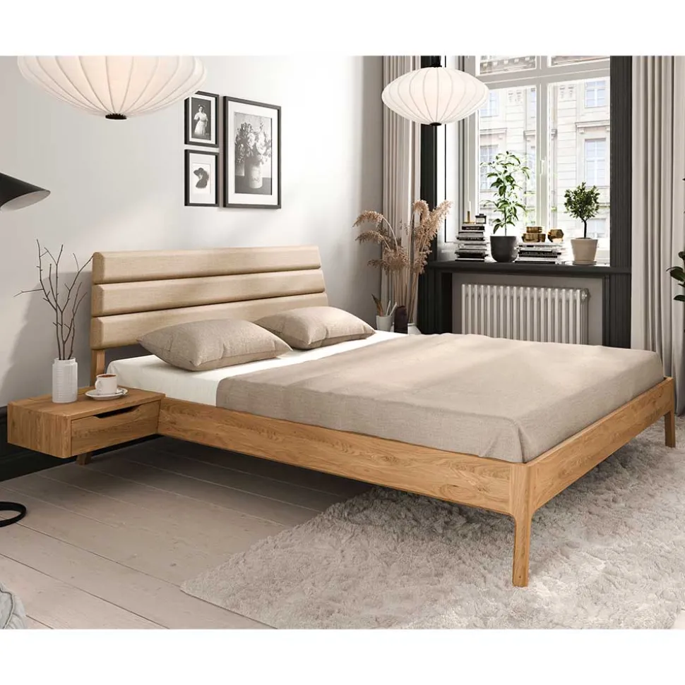 Bett mit Nachtkonsolen aus Wildeiche - Grenadys (dreiteilig)