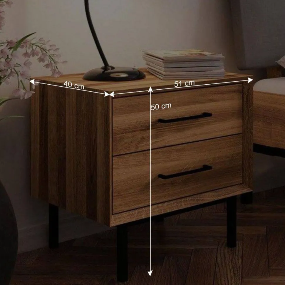 Bett mit Wildeiche Rahmen & Polsterkopfteil in Grau - Kerfa