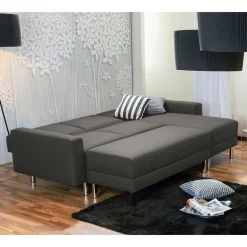 Bettfunktion Ecksofa in Anthrazit mit Chrom - Heavy (zweiteilig)