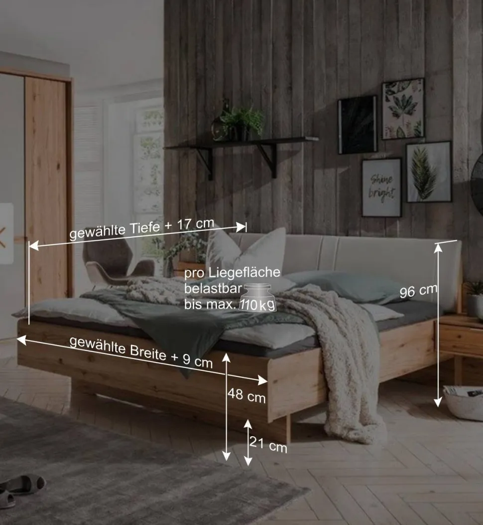 Bettgestell & Nachtkommoden Set - Krofun (dreiteilig)
