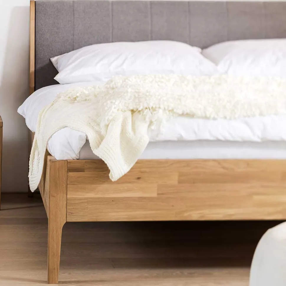 Bettgestell aus Holz Wildeiche Honig - Nicono