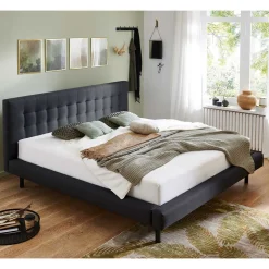 Bettgestell in Dunkelgrau mit 140x200 Liegefläche - Vladin