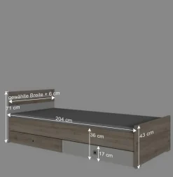 Bettgestell in Eiche San Remo Dekor & Weiß - Abrud