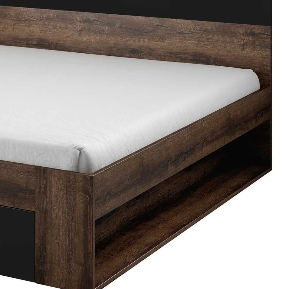 Bettgestell mit Schublade in Eiche Dunkel - Sivarin