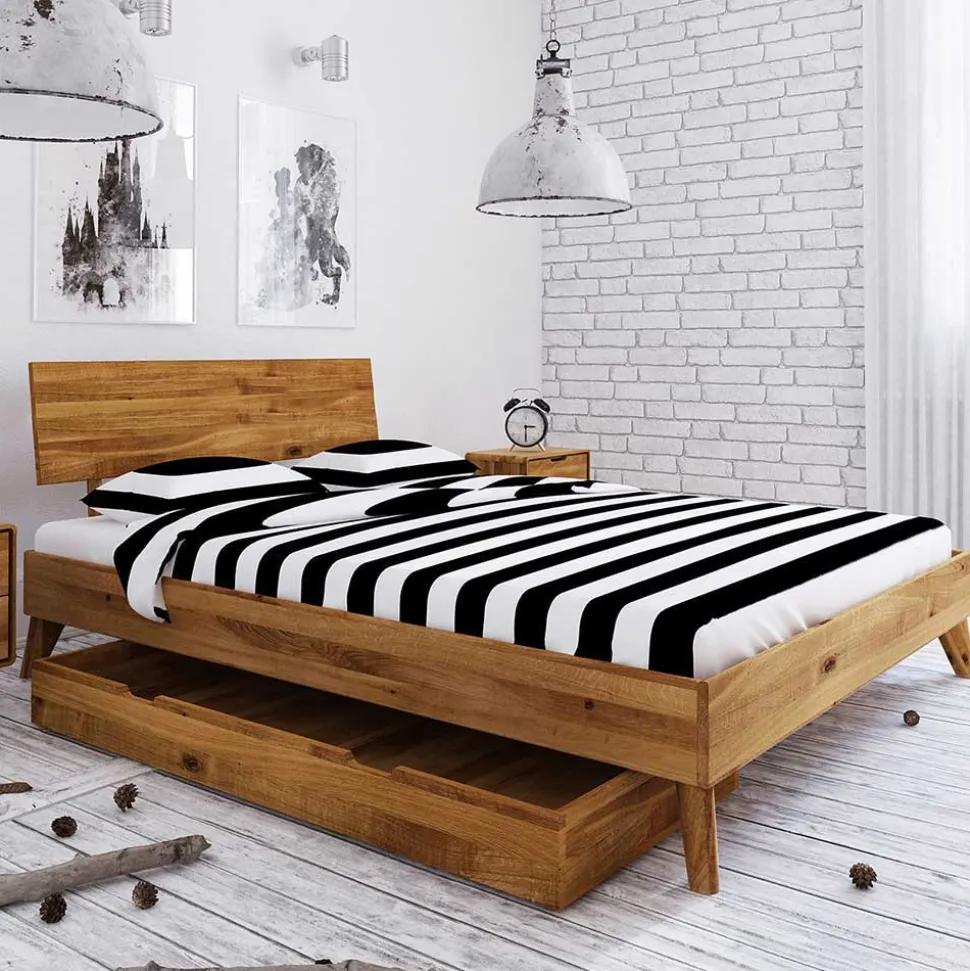 Bettkasten Einzelbett aus Wildeiche Holz - Eavy II