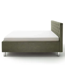 Bettkasten Polsterbett in Oliv Grün & Chrom - Weyna