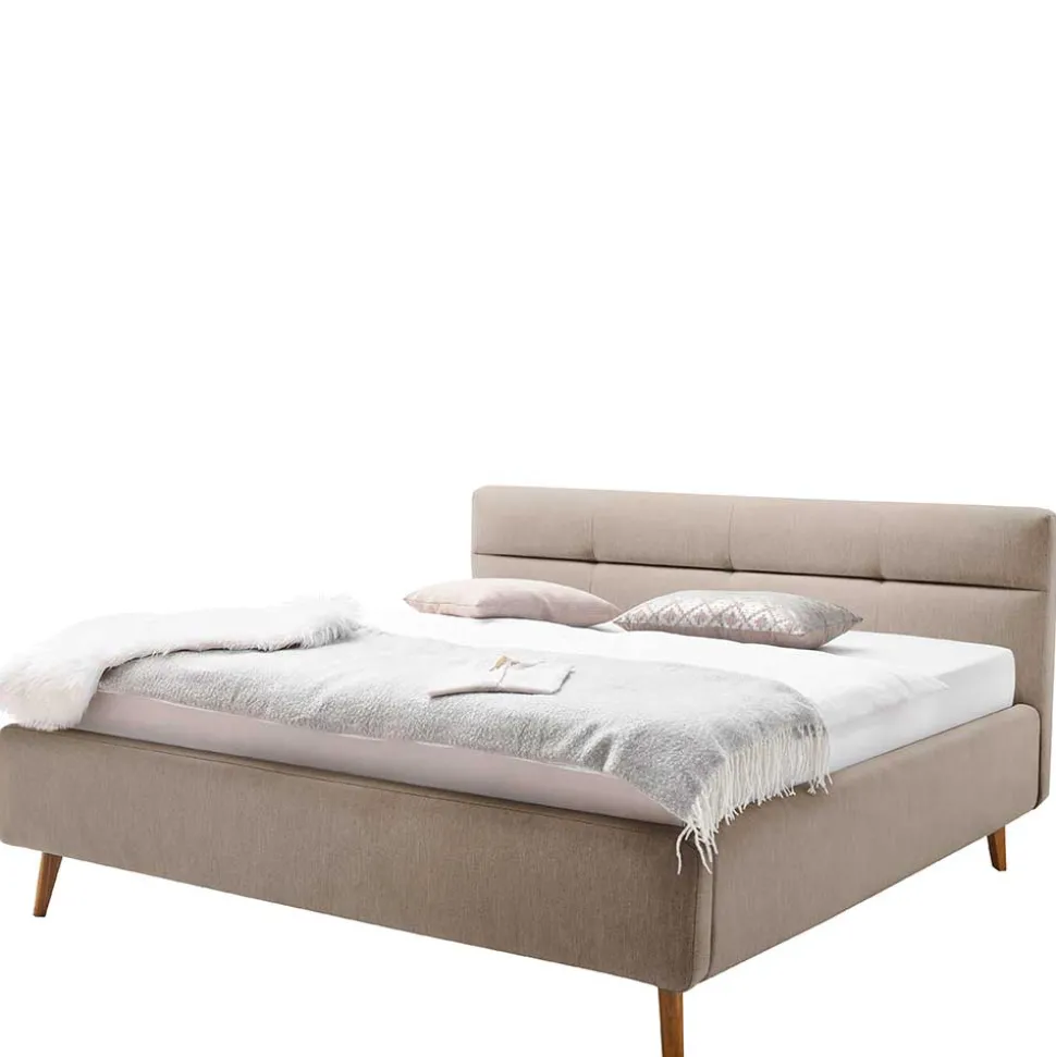 Bettkasten Polsterbett in Beige & Eiche - Stroy