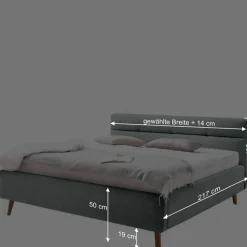 Bettkasten Polsterbett in Beige & Eiche - Stroy