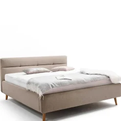 Bettkasten Polsterbett in Beige & Eiche - Stroy