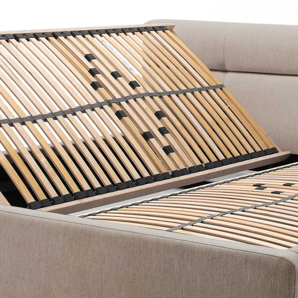 Bettkasten Polsterbett in Beige & Eiche - Stroy