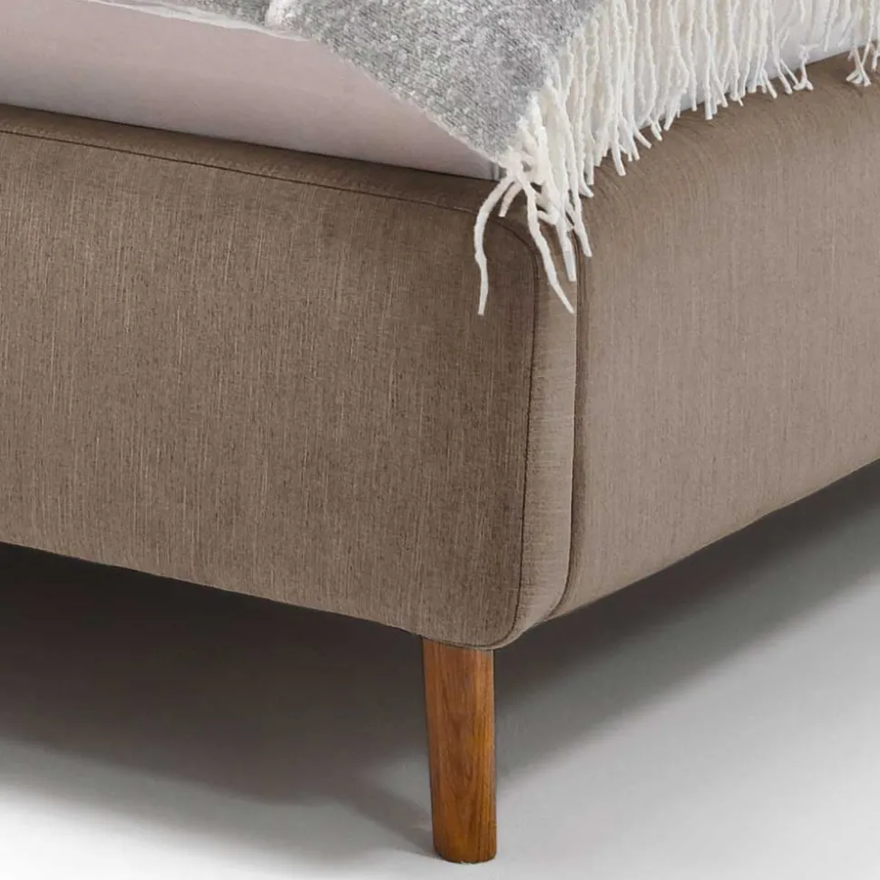 Bettkasten Polsterbett in Beige & Eiche - Stroy