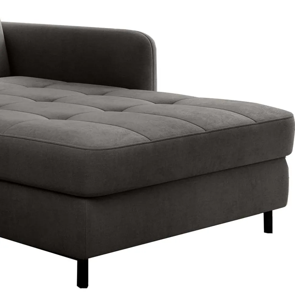 Bettsofa L-Couch in Grau Samtbezug - Lionel
