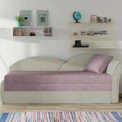 Bettsofa Recamiere in Altrosa und Hellgrau - Loreo